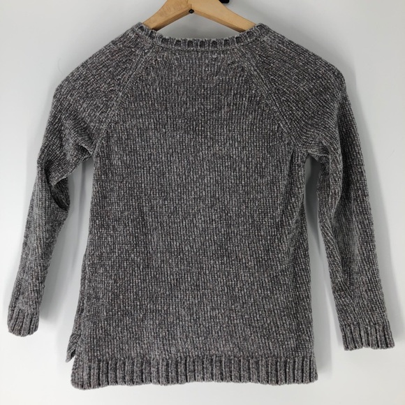 Justice Girl’s Gray Chenille Sequin Heart Sweater - Picture 8 of 8